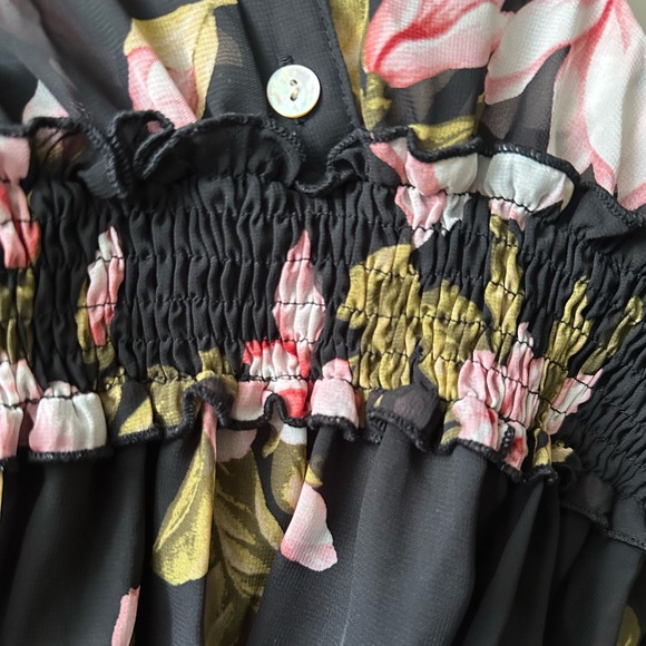 Black and Pink Long Sleeve V-Neck Sundress - Picture 14 of 15